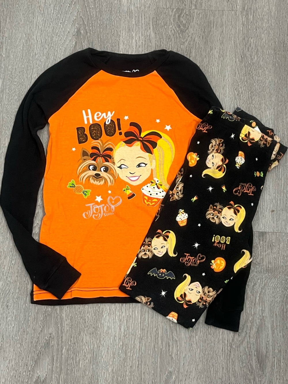 JoJo Siwa Halloween Pajama Set Girls Size 10 Orange Black 2 Piece Long Sleeve PJ